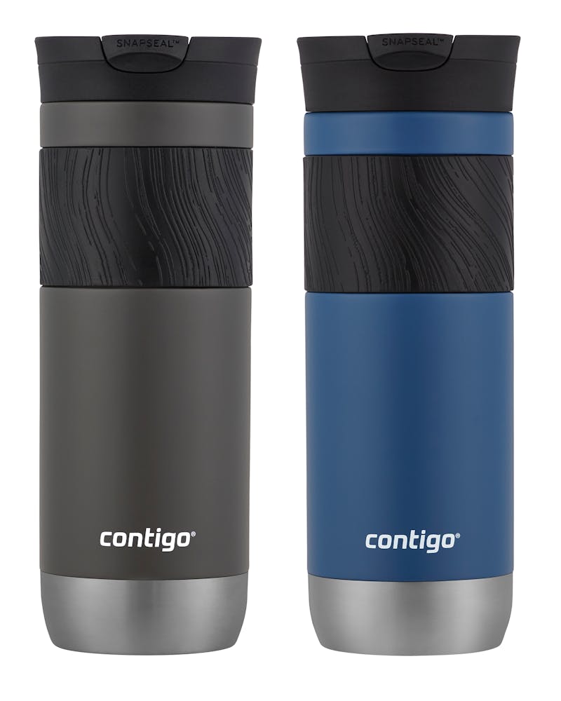 Contigo® SNAPSEAL™ Insulated Stainless Steel Travel Mug with Grip, 20oz., Blue Corn Transparent Satin & Midnight Berry DV8I