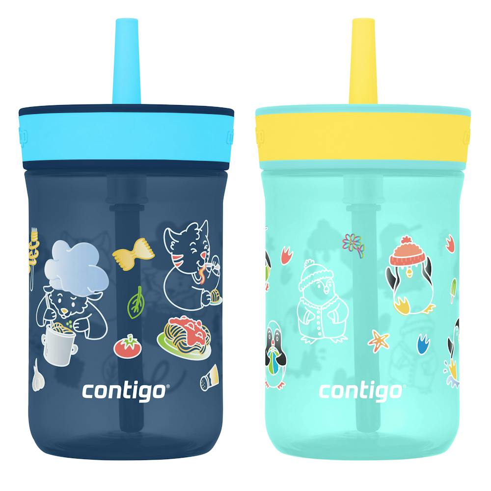 Contigo® Kids’ Leighton Straw Tumbler with Spill-Proof Leak-Proof Lid, 14oz Z9Dh