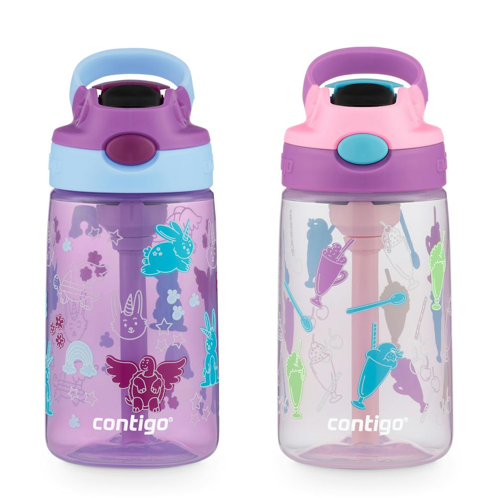 Contigo® Kids Water Bottle with Redesigned AUTOSPOUT® Straw, 14 oz, 2 pack 9NaL